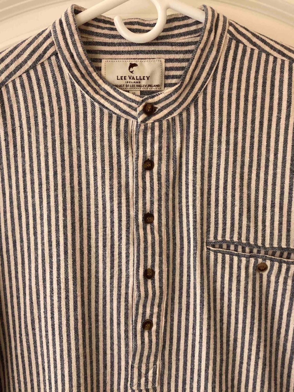 Men's  collarless flannel  shirt XL